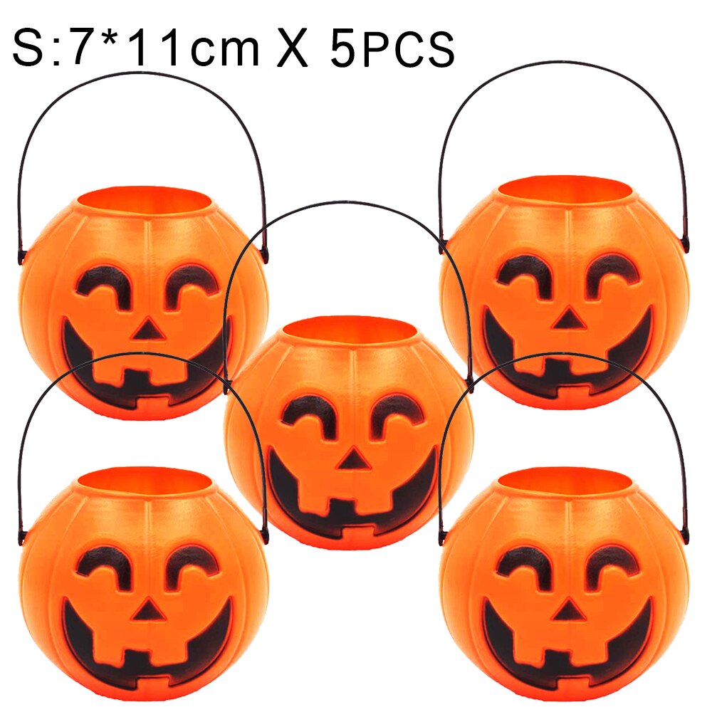 5/10pcs Halloween Pumpkin Candy Holder Bucket Basket Pail Party Decor: S 5pcs