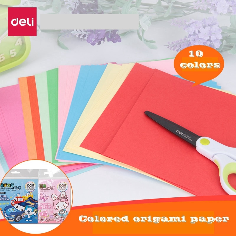 100 feuilles/sac charcuterie 6406/6407 papier origami coloré 10x10 couleurs 10x10cm 15x15cm papier couleur enfants papier origami