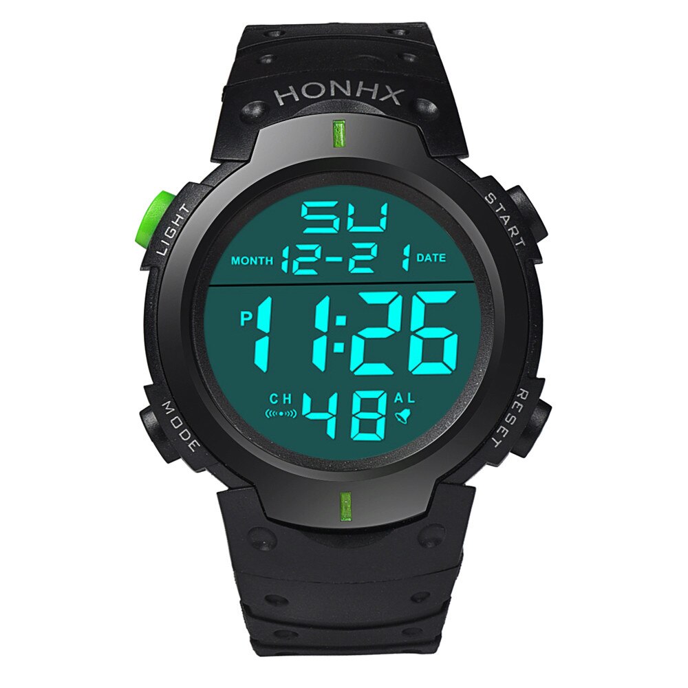 Uhren Herren Wasserdicht männer Junge Lcd Digital Stoppuhr Datum Gummi Sport Armbanduhr Wasserdichte Uhr Einfache: C