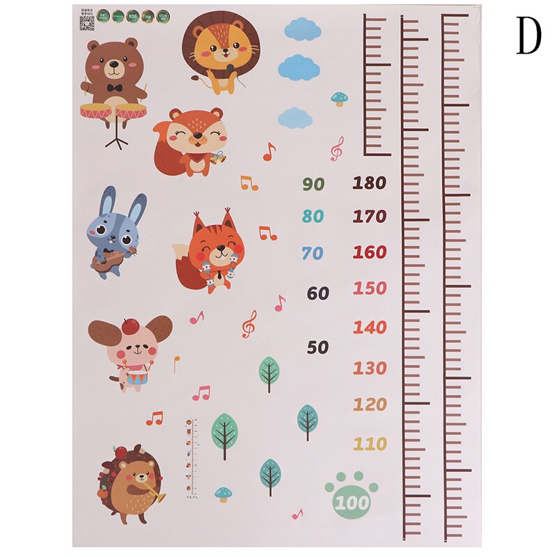 1PC Funny Cartoon Animal Music Child Growth Height Ruler Wall Sticker For Kids Room Bedroom Height Meter Stickers Room Decor: D