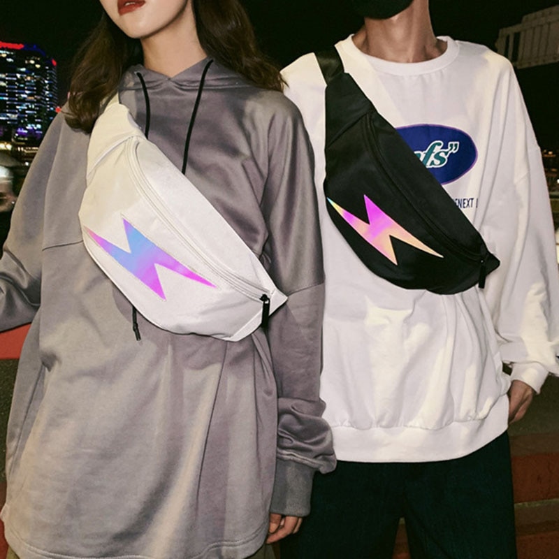Mænd canvas brysttaske unisex afslappet taljetaske reflekterende hip hop fanny pack dreng vandtæt taljetaske til mænd street style mandlige