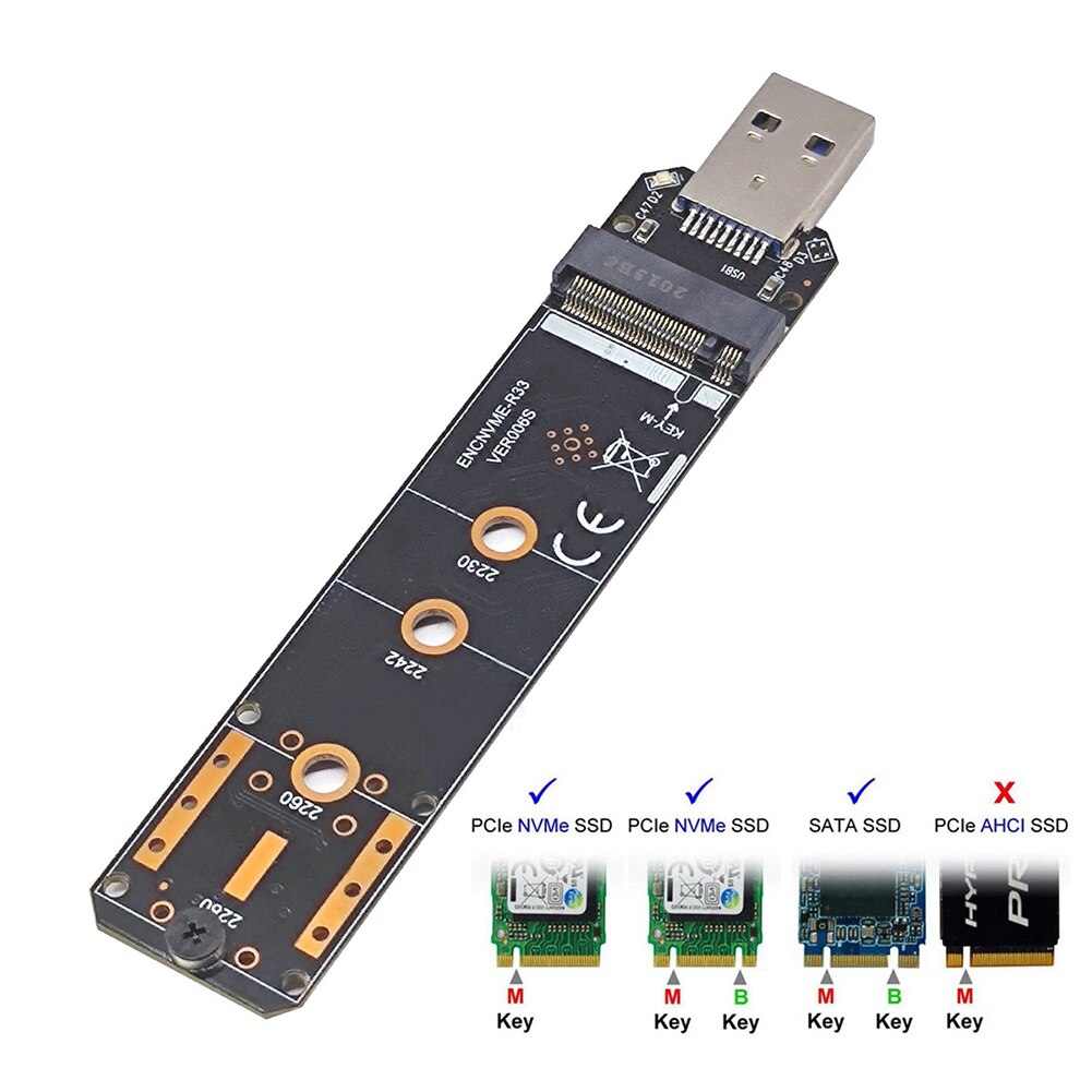 M.2 Naar Usb Adapter M Sleutel M2 Pcie Sata Naar Usb 3.1 Gen 2 Type Een Ssd Adapter Card Breakout kabel Harde Schijf Splitter Kabel