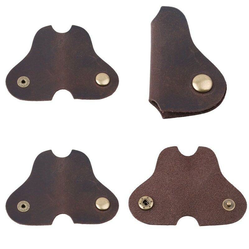 Organizador de cables para auriculares, soporte enrollador de cuero de vaca, 2 unidades: Coffee