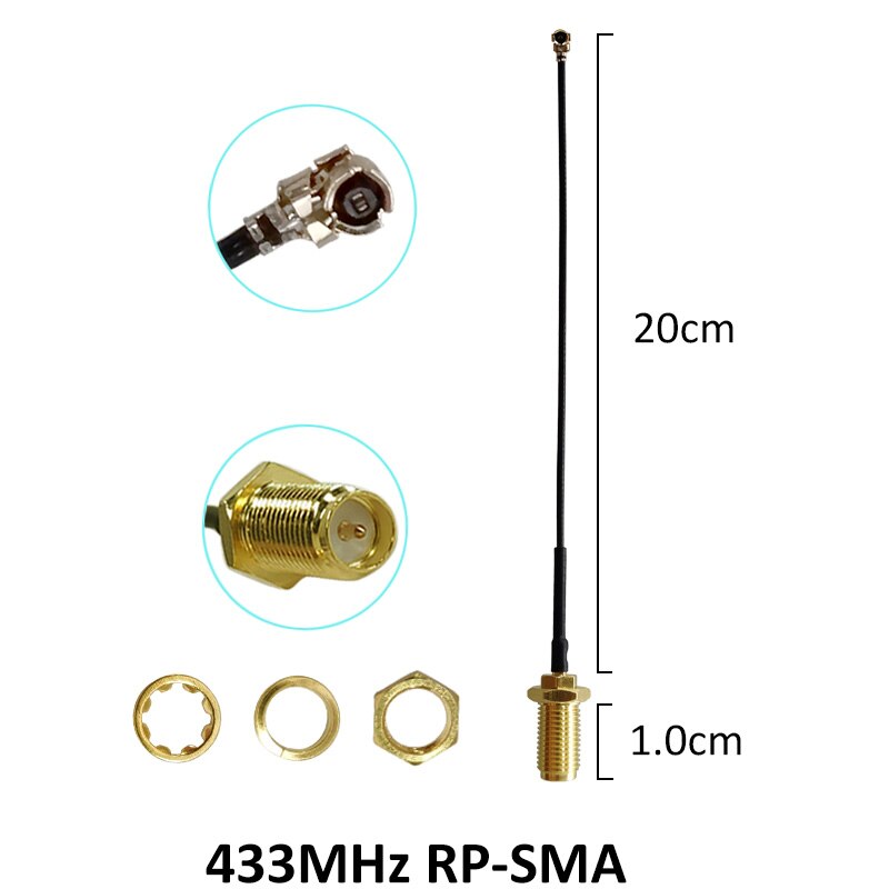 GRANDWISDOM 433mhz antenna 3dbi sma female lora antene module lorawan antene ipex 1 SMA male pigtail Extension Cable