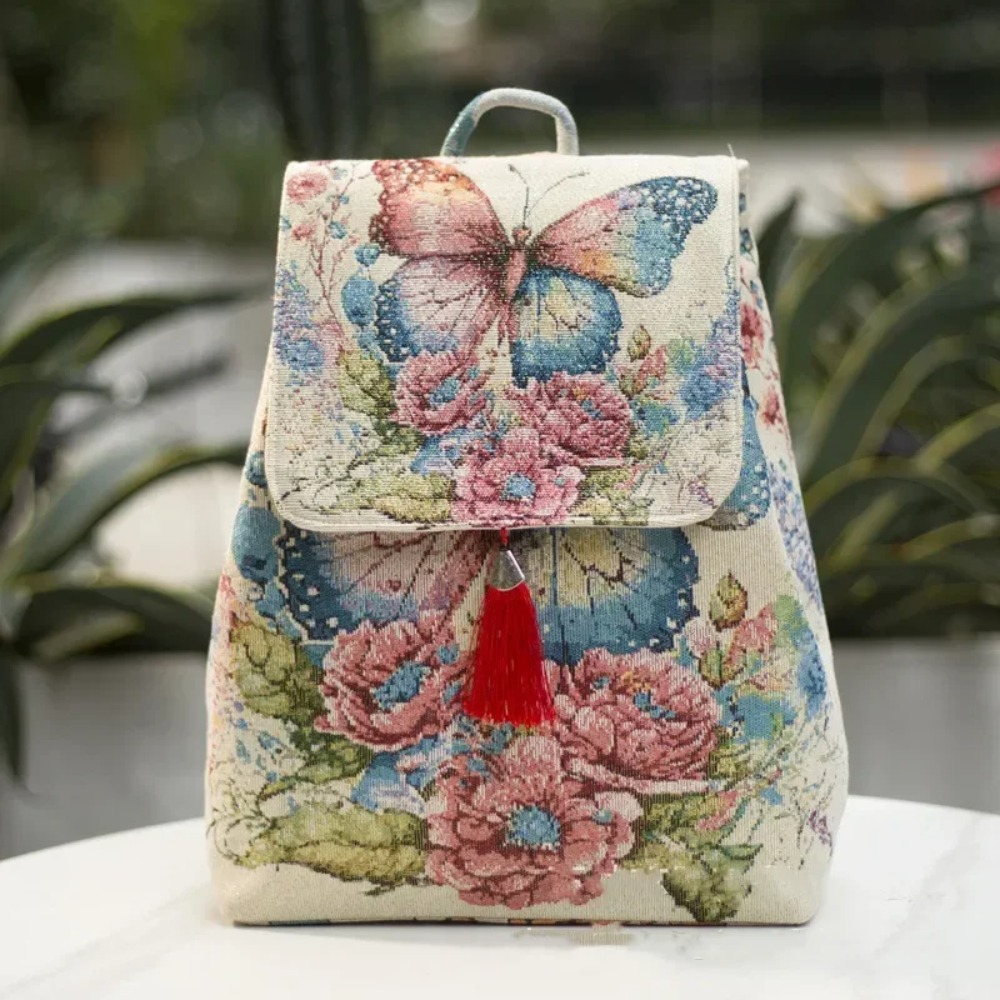 Plecaki Torby dla kobiet Hafty Styl etniczny Streetwear Moda Casual Vintage Elegancka torba podróżna Harajuku Płócienna sportowa
