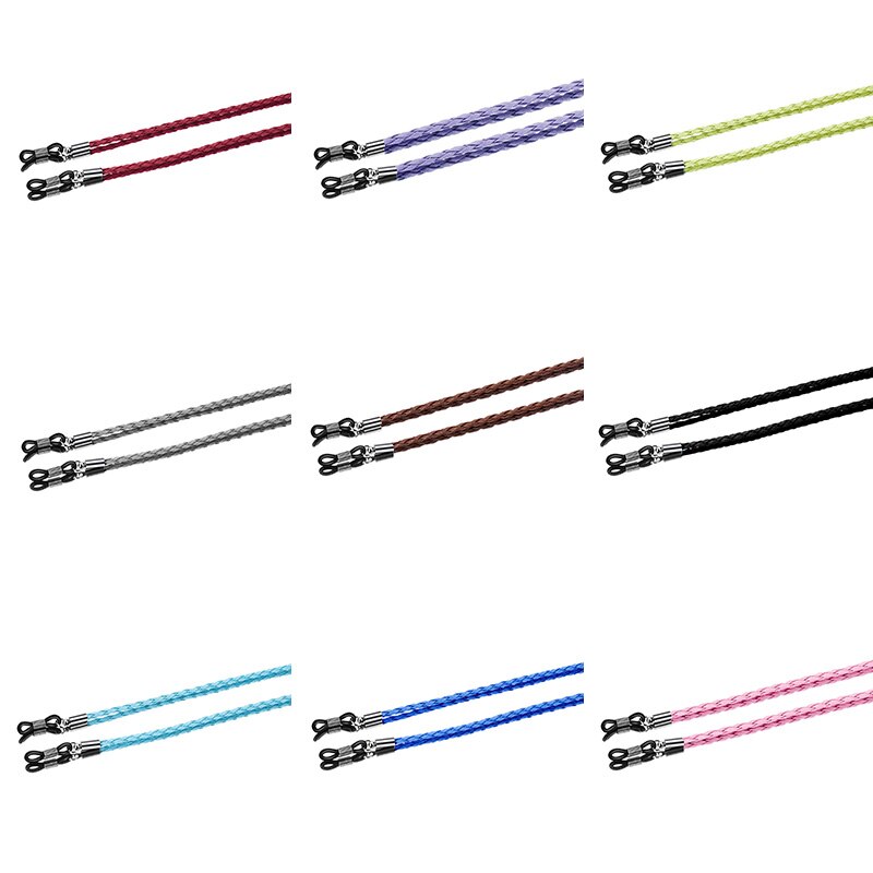 Leather Glasses Neck Strap Colorful Outdoor Sports PU Non-Slip Adjustable End Thick Twist Braid Unisex Eyeglasses Holder