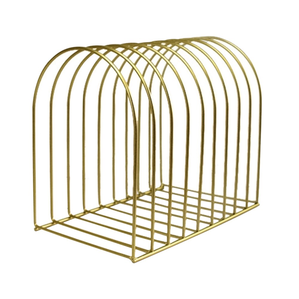 Nordisk jern bogreol desktop lille opbevaring boghylde rack kontor desktop dokument opbevaring rack til bog magasin fil (gylden)