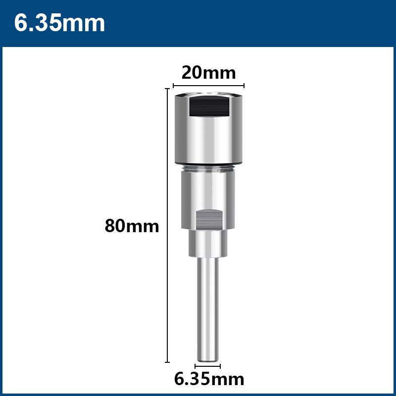 1PC Router Bit Extension Rod 6mm 1/4'' 8mm 12mm Shank Collet Engraving Machine Extension Milling Cutter Tool Holder: 6.35mm