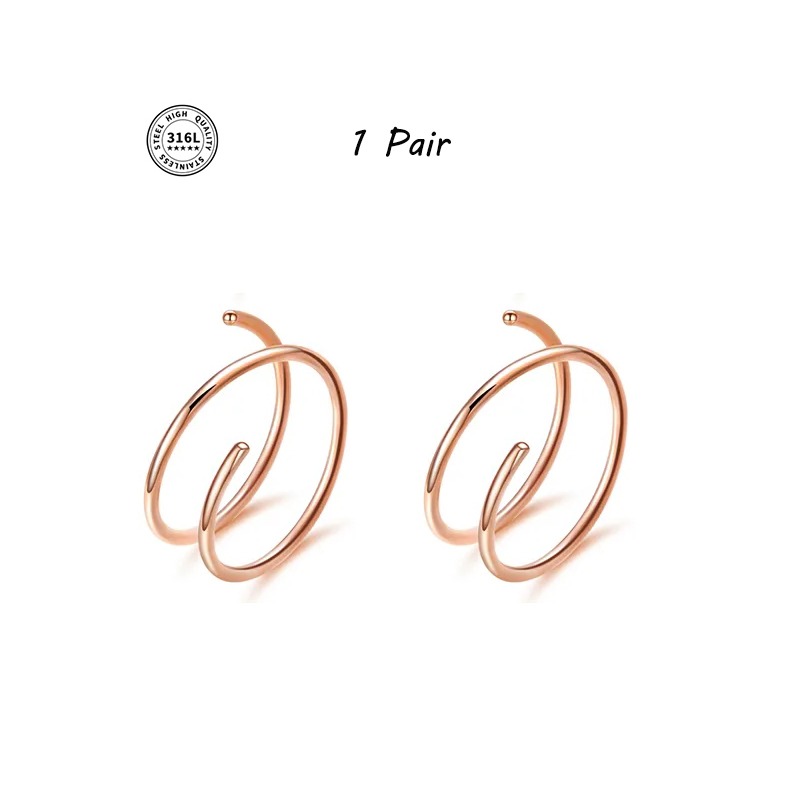 Anillo de nariz de doble aro de acero inoxidable para un solo Piercing, anillo de nariz en espiral cómodo 20G 8/10mm anillos de nariz finos joyería para Piercing