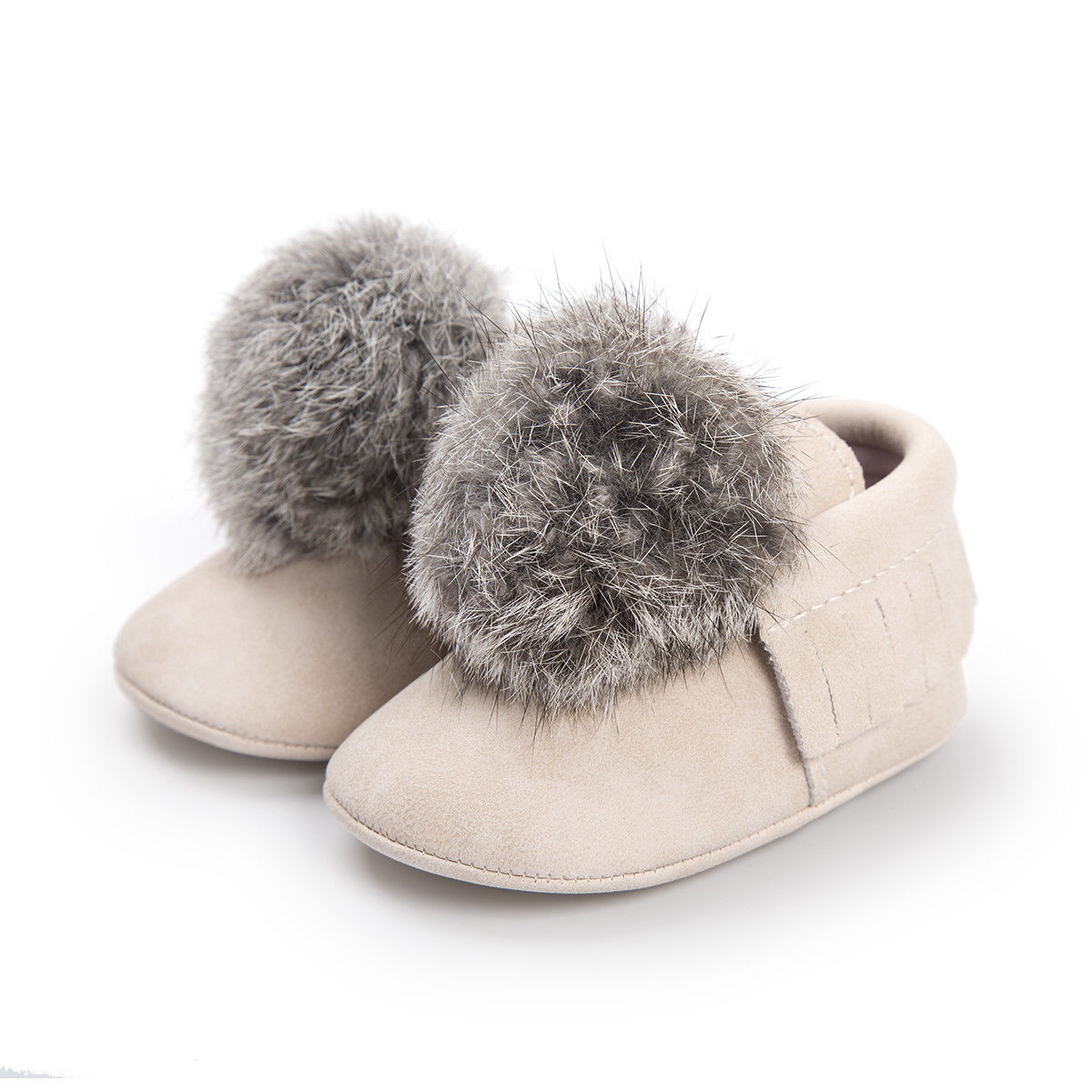 Babysko vinter babypiger blød bomuld varm afslappet snestøvler snørebånd sål sko 0-18m: Nøgen / 0-6 måneder
