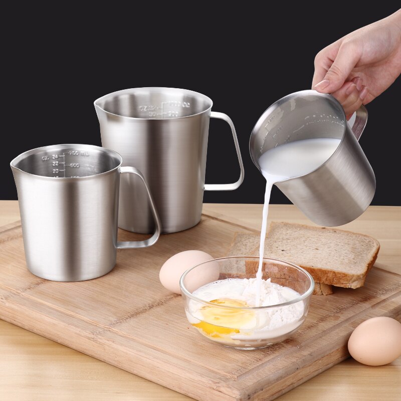Thick 304 Stainless Steel Measuring Cup Milk Tea Mug with Scale Large Capacity Baking Liquid Measuring Tools Kitchen Accessories