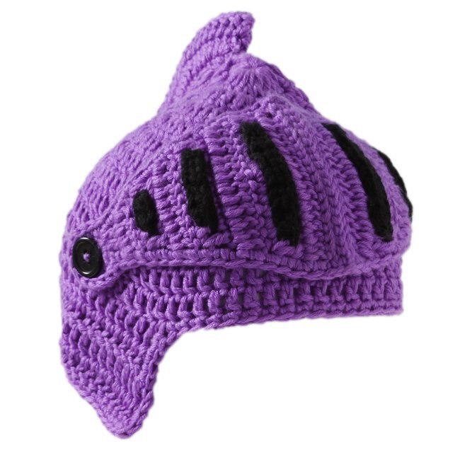 Roman Knight Helmet Caps Winter Warm Hats For Family Novelty Handmade Knit Hats Father Kids Beanies Cap Party Mask
