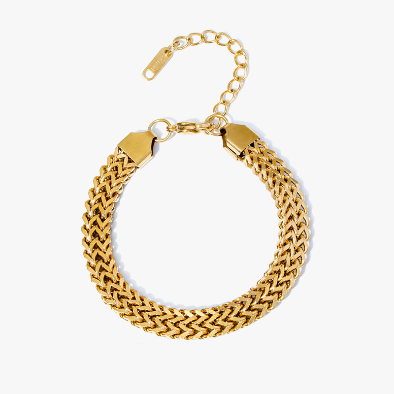 Braccialetto con braccialetti a catena spessa Color oro in acciaio inossidabile 316L EILIECK per accessori regalo gioielli impermeabili moda ragazza donna