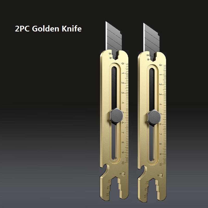 Mes Roestvrij Staal, 4 In 1 Multifunctionele Afbreeksleutel Van Industriële , 18Mm Zware Lederen Behangsnijder: Blauw