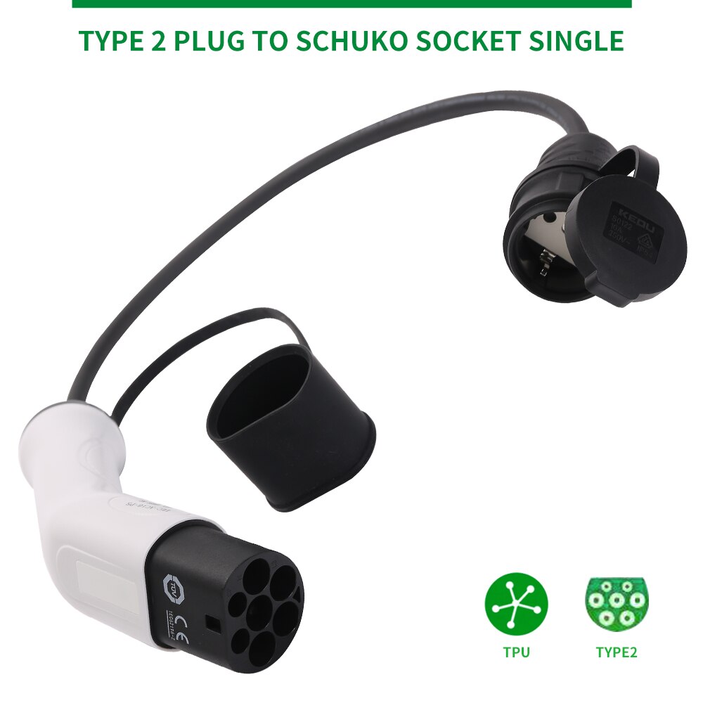Electric Car Charger EV Charging Cable 16A Type 2 Charging Side Plug to Schuko Socket EV Charging adapter