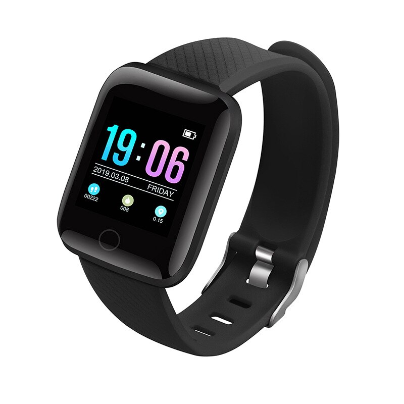 Fxm herre ur puls blodtryksmåler  ip67 vandtæt vækkeur besked påmindelse bluetooth bærbar enhed armbånd: Sort