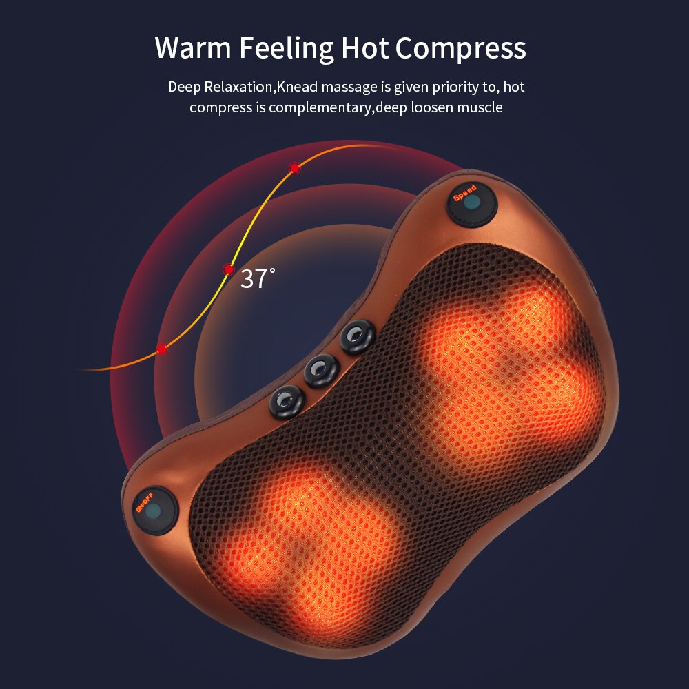 Electric Massage Pillow 8D Head Infrared Heating Neck Massager Home Car Multifunctional Shiatsu Massage Relaxation Body Machine