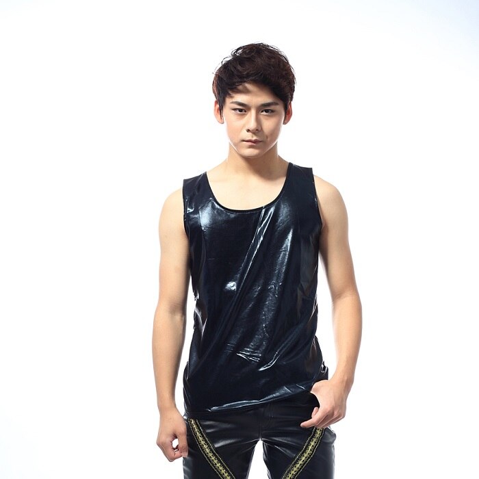 trajes de baile de Jazz Hip Hop Ropa de baile negro chaleco ropa hombre actuación Club cuello redondo Tops DWY493: S