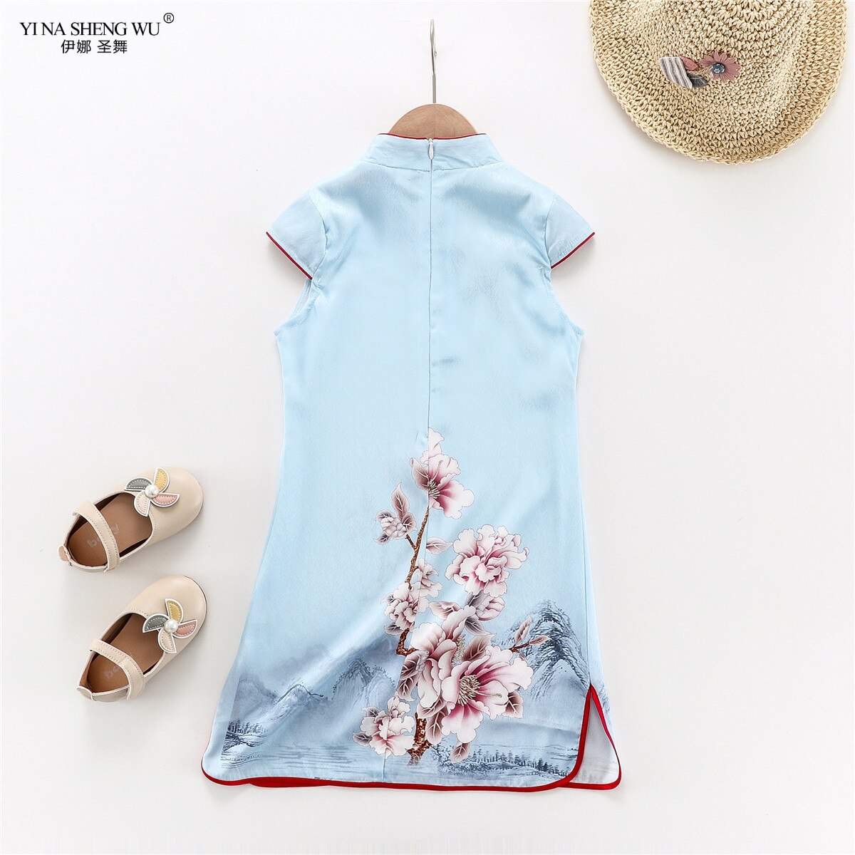 bébé fille été Qipao chinois rose bleu couleurs robes pour enfant nouvel an Style Qipao Cheongsam vêtements vêtements enfants
