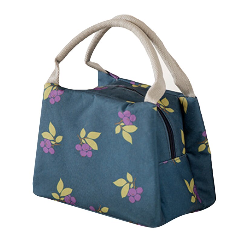 Print Cartoon Leuke Lunch Tas Voedsel Picknick Lunch Box Bag Cooler Draagbare Functionele Geïsoleerde Lunch Tas Thermische Tote Bolsa Termica: Navy