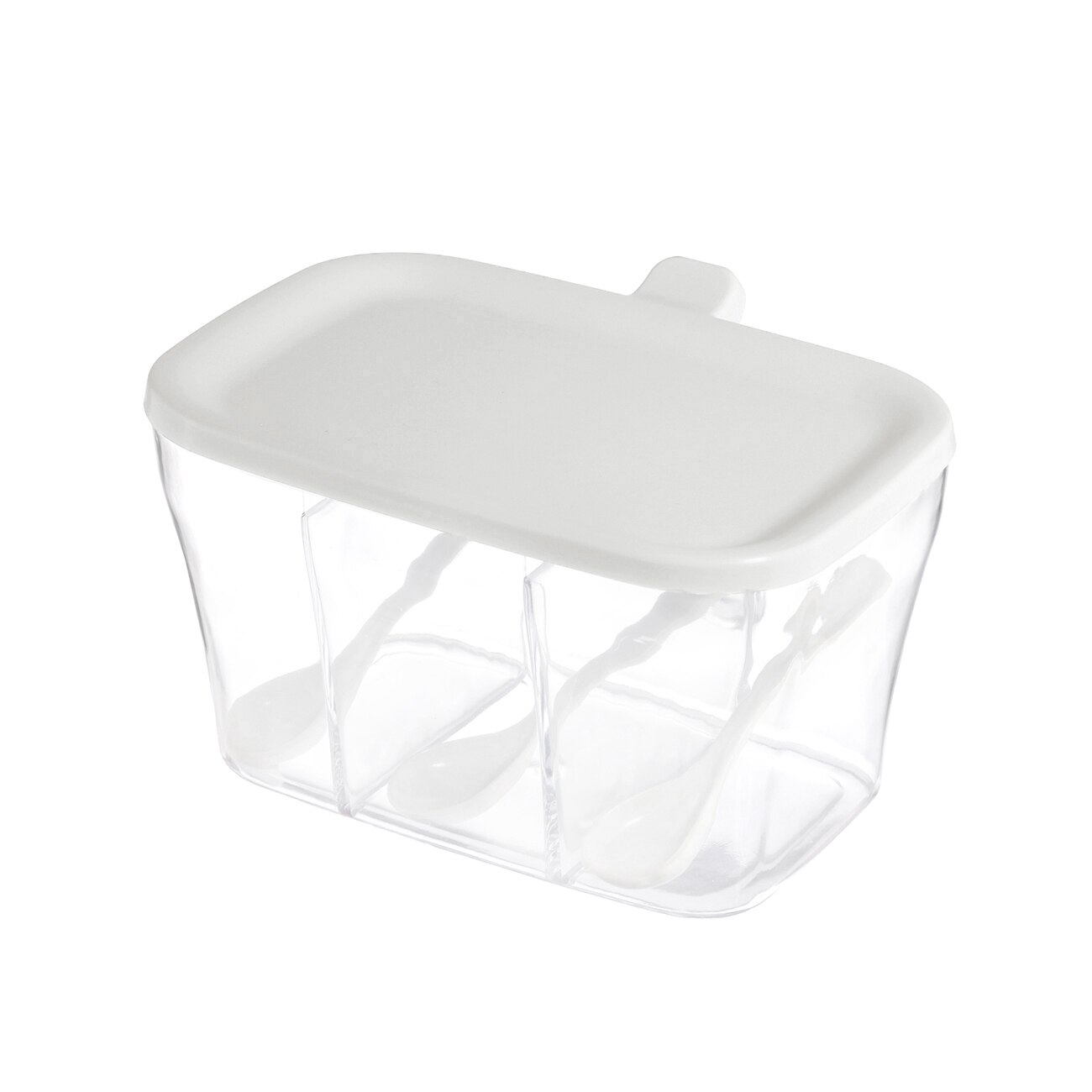 Kitchen Spice Jar Seasoning Box Spice Rack Spice Storage Bottle with Spoon Jars Transparent PP Salt Pepper Spice Sugar Box Tool: Light Grey