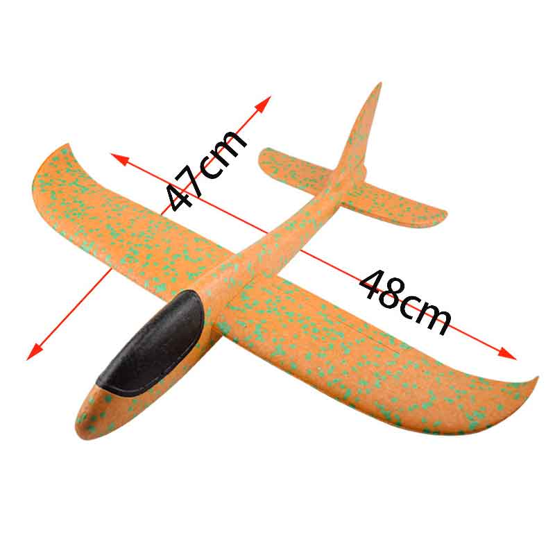 48cm Big Hand Launch Throwing Foam Palne EPP Airplane Model Glider Plane Aircraft Model Outdoor DIY Educational Toy For Children: 48CM Orange