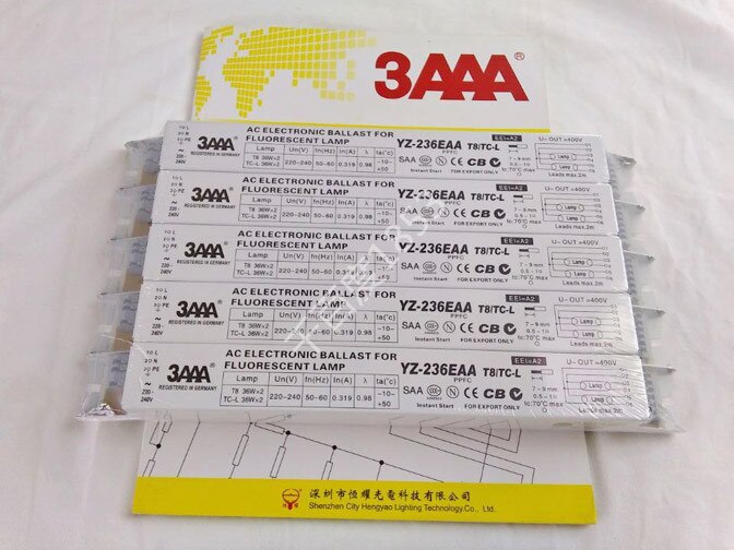 YZ-236EAA de balasto electrónico 3AAA T8, 220-240V, 2x36W, 2x40W, lámpara fluorescente L290D
