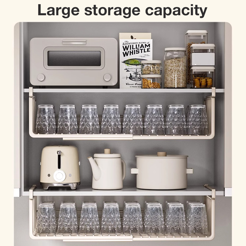 Estante de almacenamiento de cocina expandible, cesta de almacenamiento de armario multiusos, cesta colgante de Metal de gran capacidad, estante colgante retráctil