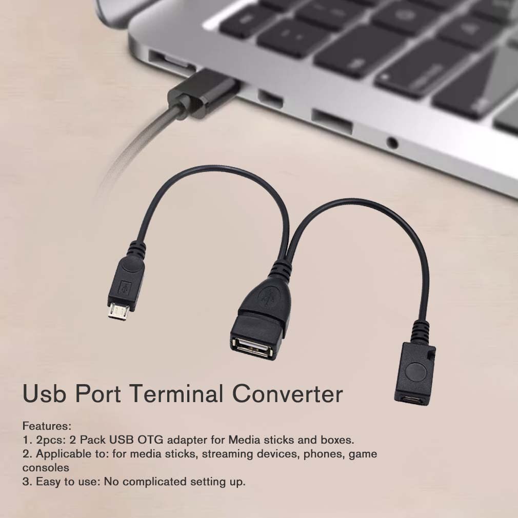 2 PCS Usb Port Terminal Adapter Otg Cable For Fire Tv 3 Or 2nd Gen Fire Stick