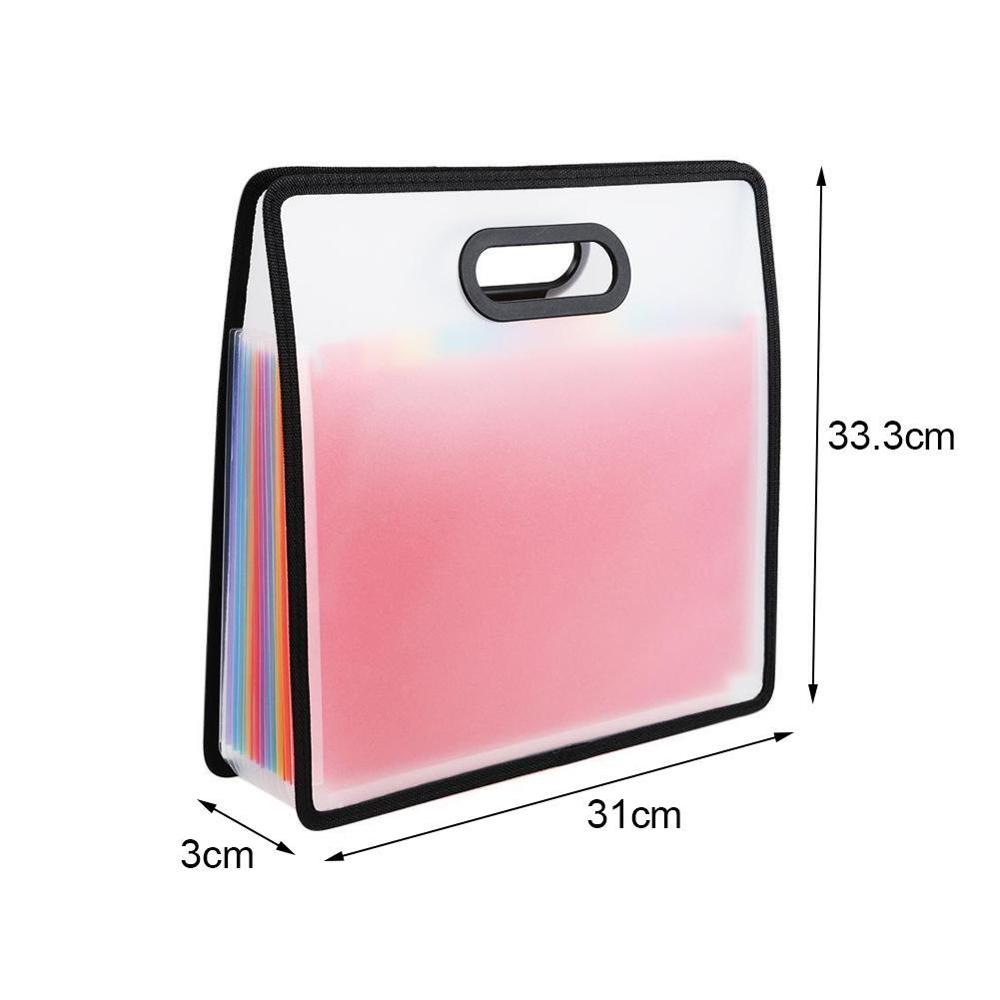 Accordion Expanding File Folder A4 Paper Filing Waterproof document bag 12 Pockets Rainbow Coloured Portable Receipt Organizer: Default Title