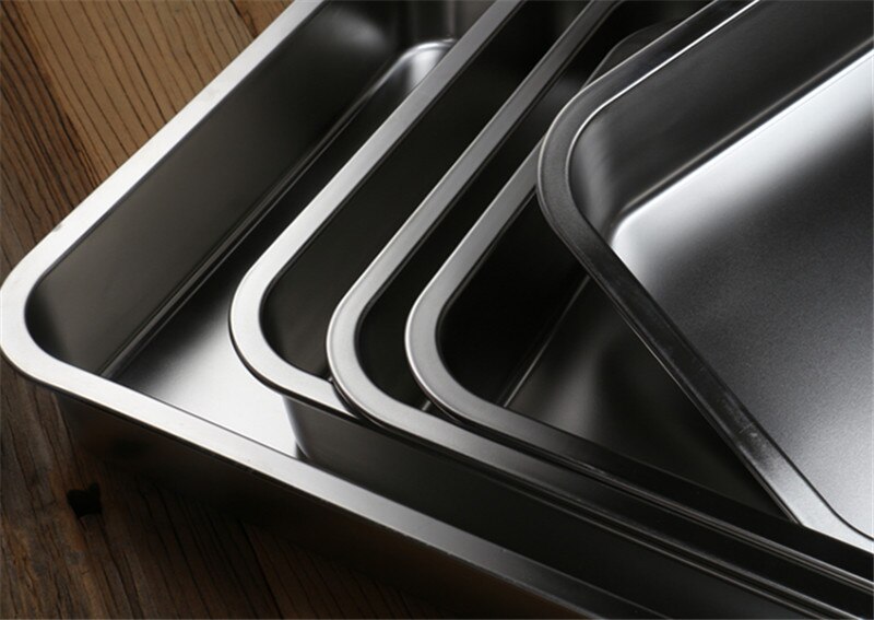 304 stainless steel buffet plate vegetable plate fruit plate barbecue plate Food plate Flat Bottom rectangle Basin Have Lid