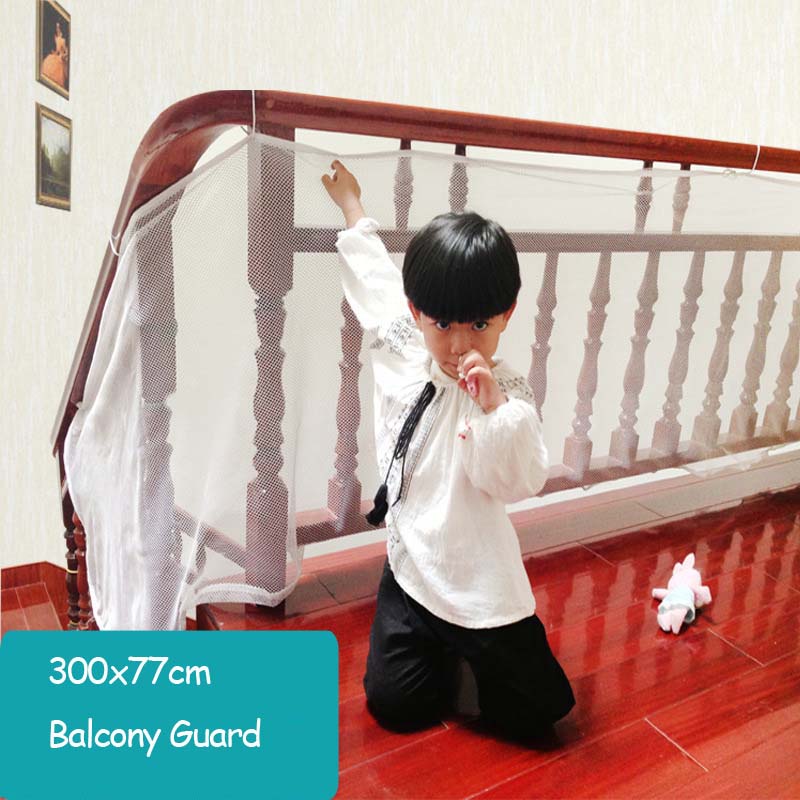 Balkonhek groot formaat veiligheidsnet 1st railnet kind huisdieren honden hek kinderen baby trap balkon dek poort deuropeningen gaas 300 x 77cm