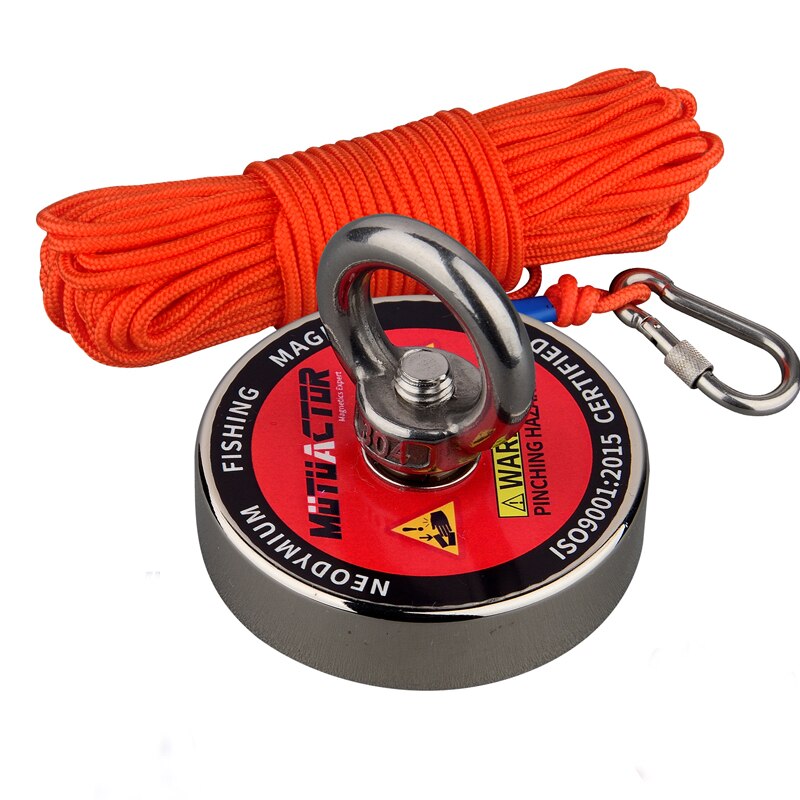 Imán fuerte de pesca de neodimio N52, imanes de disco redondo, búsqueda, Base de Material magnético, 200-600KG: A60L 20M Rope
