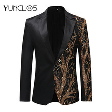 Yunclos eu storlek herr kavaj paljett enkelknäppt kostymjacka herr fest hip hop kappa drama kostym kostym blazer plus 6xl