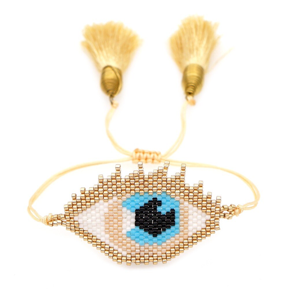 Go2boho pulseira olho grego para mulheres, turco mau olhado, pulseira com lábios, joias mexicanas, bijuteria
