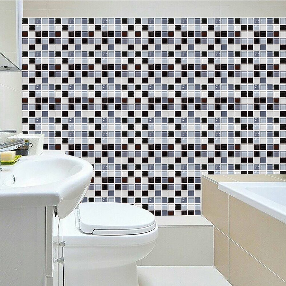 Mosaikk marmor stein fliser gulv vegg klistremerke trykt  in 2d for kjøkken toalett bad plakat midje linje vanntett veggdekor
