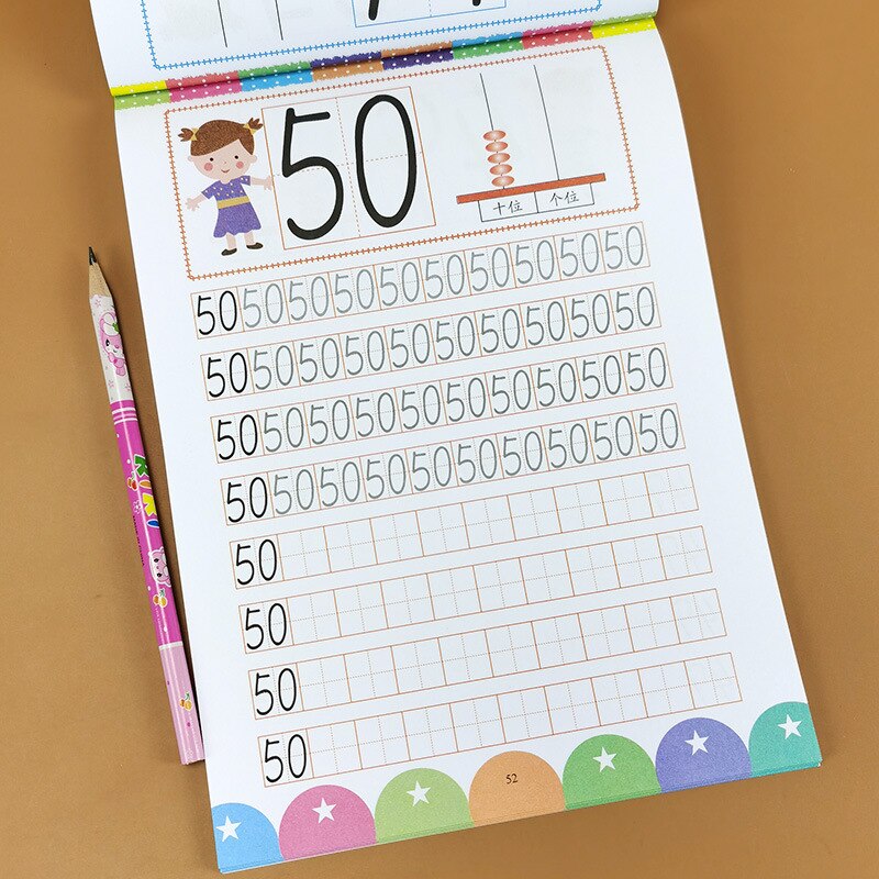 Children Learning Numbers 0-100 Handwriting Practice Books ，3-6 years old Baby Writing Early Teaching Exercise Copybook