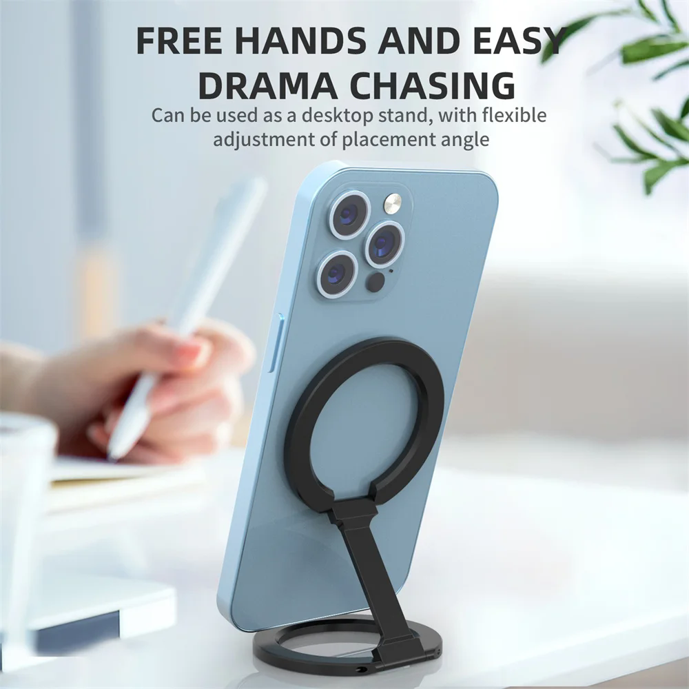 Double-sided Strong Magnetic Magsafe Phone Holder Stand for iPhone 15 14 13 12 360 Rotating Desktop Folding Phone Holder