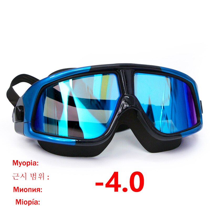 Swimming Glasses Myopia Goggles Waterproof Anti-fog Goggles with Diopters Sport Adjustable Reading for Women and Men Set Acetate: blue -4.0 Myopia