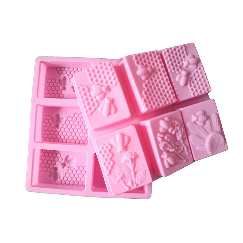 6 Cavity Rechthoek Honingraat Siliconen Zeep Mallen Diy Handgemaakte Craft Zeep Vorm Tray Mould Cakevorm Decorating Maken Levert