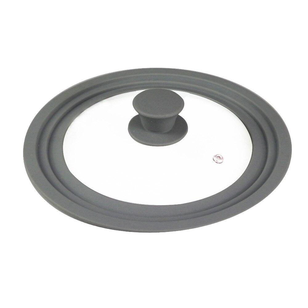 16/22/28/32cm Visual Pot Lid Multifunction Glass Lid Wok Pan Lids Cover for Frying Pan Round Silicone Tempered Glass Pan Covers: 24-26-28CM / Grey