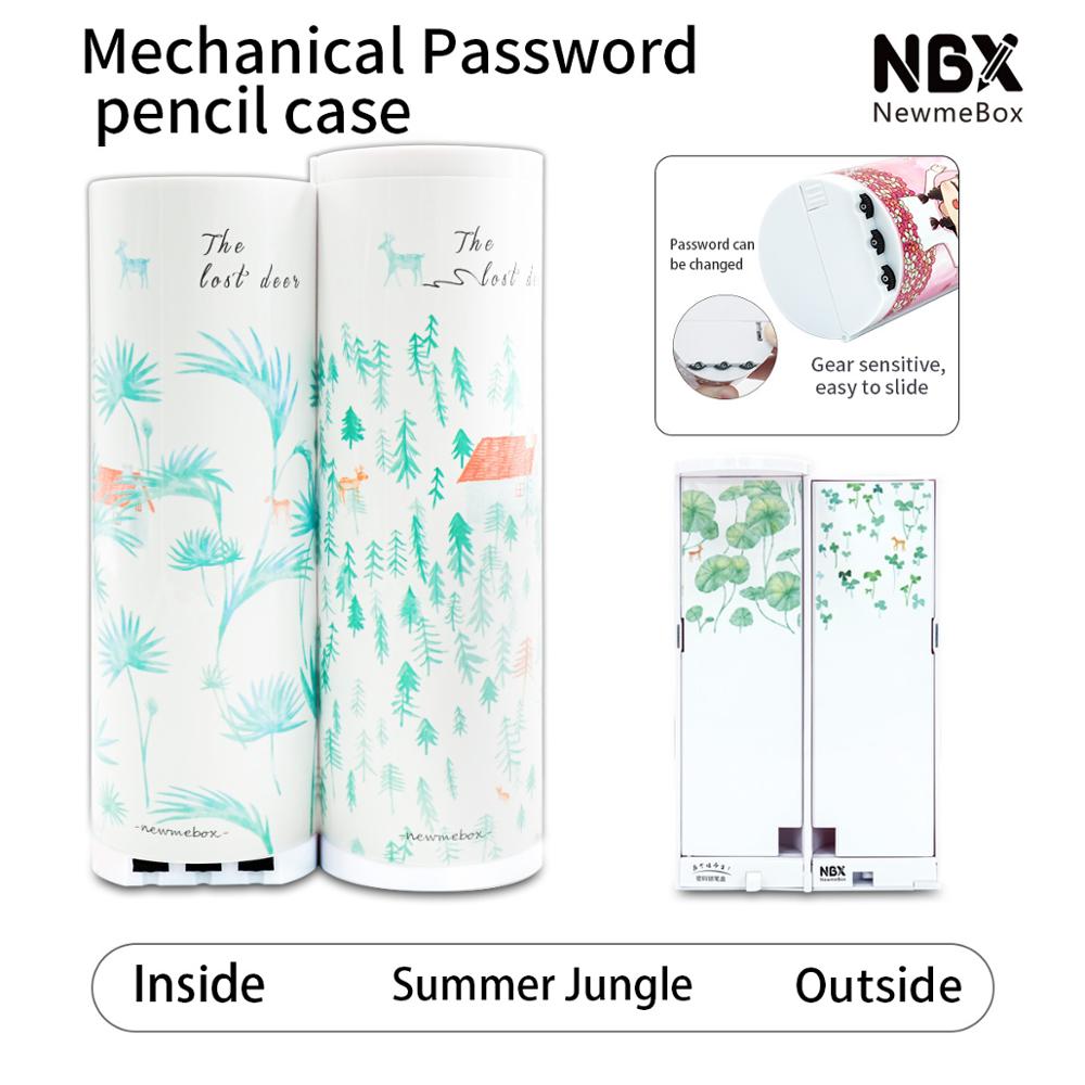 NBX cute animal pattern cylindrical stationery case made in China ins mechanical code lock pencil box Pencil cases for office: password simple 05