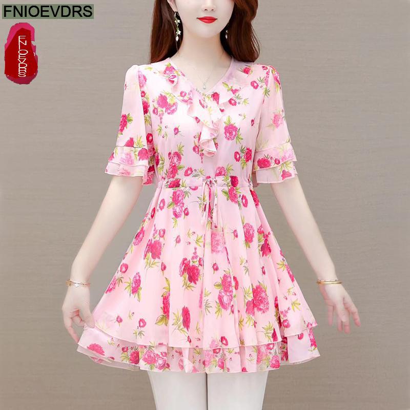 M -5xl klær klær dame europeisk stil basisskjorte blomstertrykk retro rysjer magetunika peplum topp bluser