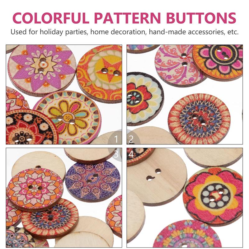 100pcs Exquisite Wooden Clothes Button DIY Decor Flower Button Accessory
