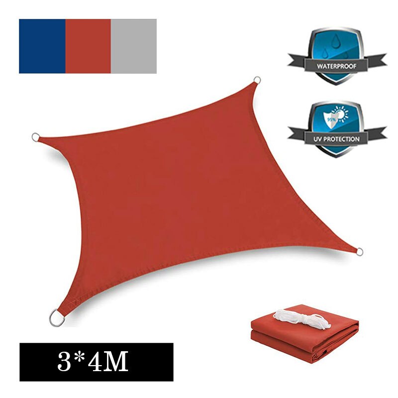 Waterproof Sun Shelter Rectangle Square Shade Sail Garden Terrace Canopy Pool Yard Car Plant Sail Awnings Sunshade Outdoor Camp