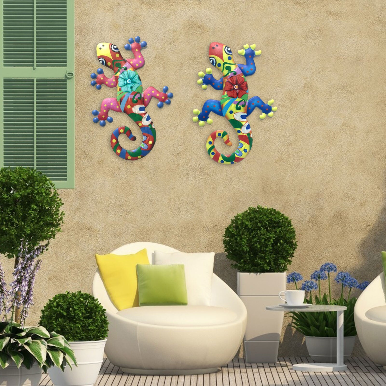 2 Stuks Metalen Gekko Muur Decor Gecko Art Craft Sculpturen Hagedis Voor Outdoor Achtertuin Veranda Gazon Hek Tuin Wanddecoratie
