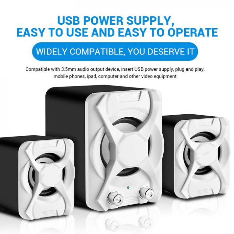 High Power 3D Stereo Subwoofer 2.1 PC Speaker Draagbare bass Muziek DJ Soundbar TV USB Computer Speakers Voor laptop Telefoon TV