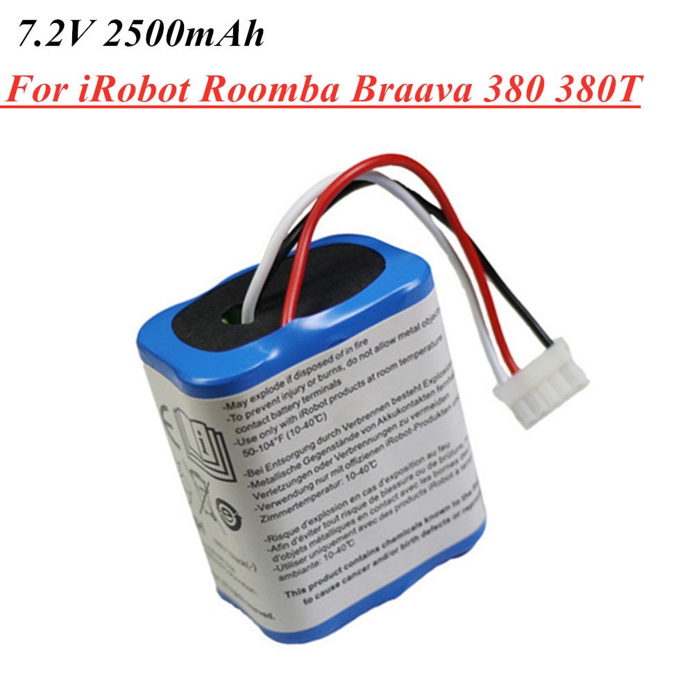 1 Uds 7,2 V 2500mAh Ni-MH batería recargable para iRobot Roomba Braava 380 de 380T de 5200c AA de NiMH de 2500mAh 2.5Ah batería