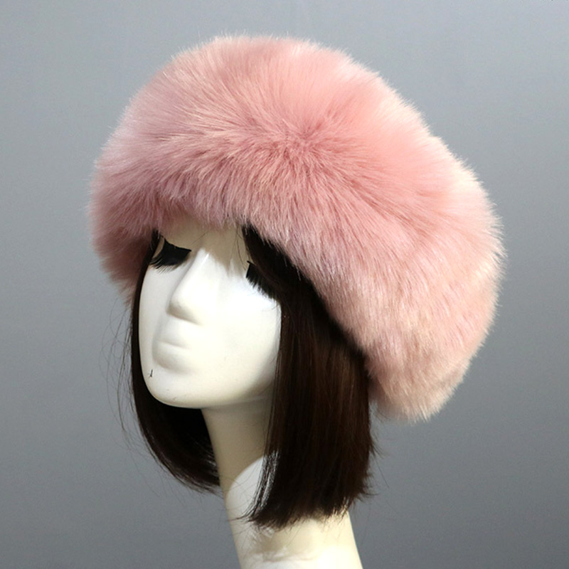 Kobiety futrzane czapki grube futrzane ciepłe sztuczne futro z lisa kapelusz jesień zima rosyjski gruby Bomber odkryty Earwarmer Ski pusty cylinder czapki