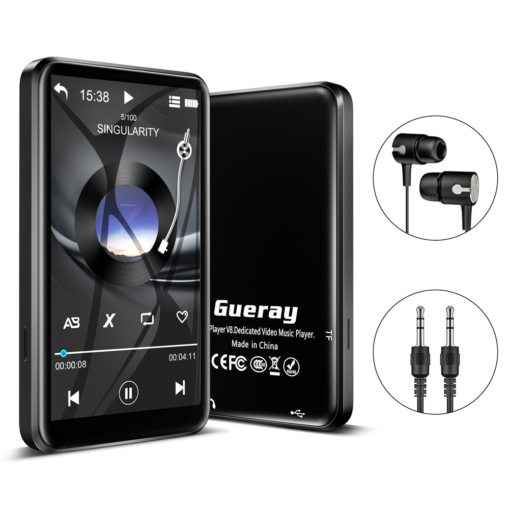 Reproductor MP3 multifunción con pantalla táctil, 8GB de RAM, Bluetooth, altavoz incorporado, Walkman de música HiFi, Radio, vídeo, E-Book, calculadora